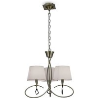 Inspired Mantra Mara Pendelleuchte mit 3 Leuchten, E14, antikes Messing mit elfenbeinweißen Schirmen von DIYAS