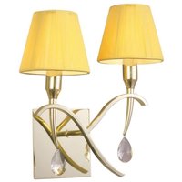 Inspired Mantra - Siena PB - Wandleuchte Switched 2 Light E14, poliertes Messing mit Amber Cream Shades und klarem Kristall von DIYAS