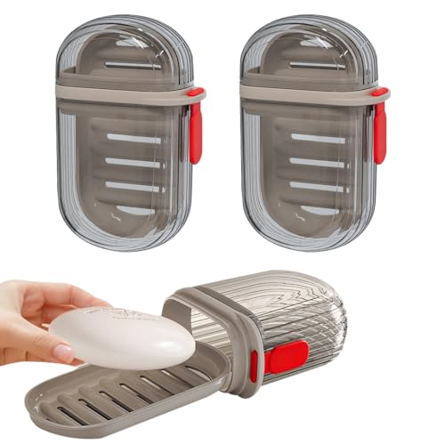 DIYBravo 2 Stück Seifendose Reise Tragbare Seifenbox mit Deckel wasserdichte Auslaufsichere Seifenbehälter Doppelschichtiger Seifenschale für Reise Camping Badezimmer von DIYBravo