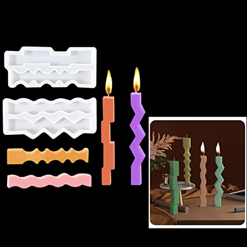 DIYBravo 2 Stücke Irregulär Welle Kerzen Formen Stabkerze Silikonform kerzenform Gießform Epoxidharz Formen Kerze Candle Molds für Duftkerze Kunsthandwerk DIY (Transparent) von DIYBravo