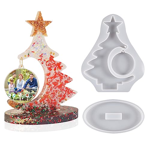 DIYBravo 3D Baum Silikonform Epoxidharz Bilderrahmen Fotorahmen Rund Resin Silikonform Weihnachten Epoxy Form Ornamente Resin Mould für Handwerk, Autodekoration, Geschenk von DIYBravo