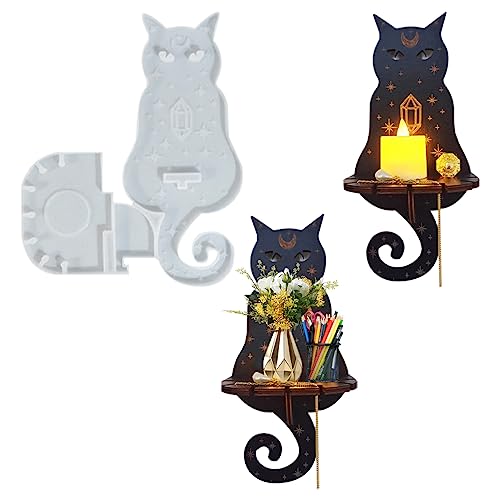 DIYBravo Epoxidharz Form Katze Behälter Kerzenhalter Anzeige, Epoxid Resin form Silikon Halter Kult Gießform Aufbewahrung Silikonform Ornament Wandbehang für Türhänger von DIYBravo