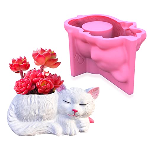 DIYBravo Epoxidharz Silikonform Einzigartig Katze Körper Geformt Vase Blumentopf Stifthalter Schminkhalter Ornamente Resin Formen für Ton Polymore Clay Zuhause Büro Dekoration von DIYBravo