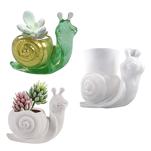 DIYBravo Silikonform Blumentopf Schnecke Epoxidharz Silikon Form Geformt Resin Form Vase Stifthalter Schale Schminkhalter Ornamente für Ton PolymoreZuhause Büro Dekoration von DIYBravo