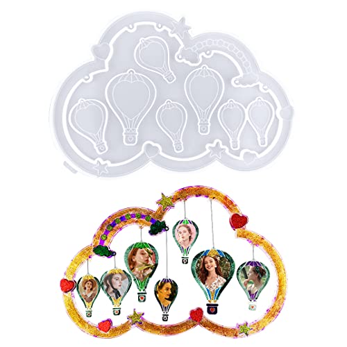 DIYBravo Silikonform Epoxidharz Fotorahmen Resin form Wolke Heißluftballon Gießform UV Epoxid Formen mit Basen für Bilderrahmen Veranstaltung Wandbehang Ornament von DIYBravo
