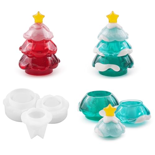 DIYBravo Weihnachten Epoxidharz Silikonform Kerzenhalter, Resin Silikon Formen 3D Weihnachtsbaum mit Base Formen, Dose Mit Deckel Schale Resin Form Vorratsdosen Epoxidharz Silikonform DIYBravo Weihnachten Epoxidharz Silikonform Kerzenhalter, Resin Silikon Formen 3D Weihnachtsbaum mit Base Formen, Dose Mit Deckel Schale Resin Form Vorratsdosen Epoxidharz Silikonform von DIYBravo