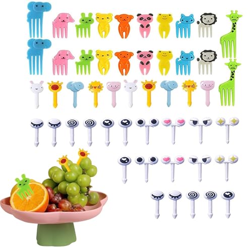 DIYCUT 120 Stück Obstgabeln Kinder, Piekser Fingerfood Kinder, Niedliche Obstspieße Kinder, Bunt ABS Snack Piekser Kinder, Geeignet für Früchte, Desserts, Kuchen von DIYCUT