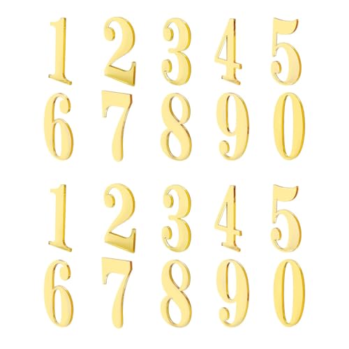 DIYCUT 20 Stück Hausnummern Aufkleber Set, Wetterfest Selbstklebende Zahlenaufkleber 0-9, Hausnummernaufkleber, Klebezahlen 1,8 Zoll, (Gold), für Briefkästen, Haustüren & Lagerboxen von DIYCUT