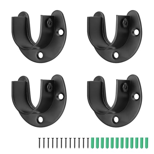 DIYCUT 4 Stück Rundrohr-Halterung 25mm, Kleiderstange Schrank, Edelstahl Stangenhalterung, Schrankzubehör, für Kleiderstange, Bügelstangenhalter, Gardinenstange, Wäscheständer – Schwarz DIYCUT 4 Stück Rundrohr-Halterung 25mm, Kleiderstange Schrank, Edelstahl Stangenhalterung, Schrankzubehör, für Kleiderstange, Bügelstangenhalter, Gardinenstange, Wäscheständer – Schwarz von DIYCUT