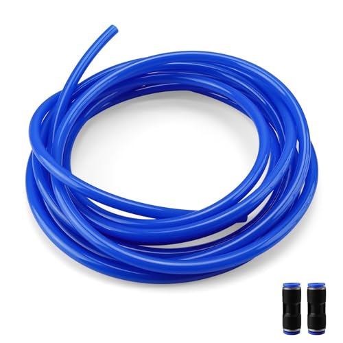DIYCUT 5m Druckluftschlauch, Luftschlauch mit 2x Steckverbindern, Pneumatikschlauch 10mm Außen x 6.5mm Innen, Blauer Polyurethan-Schlauch für Kompressor & Industrie von DIYCUT