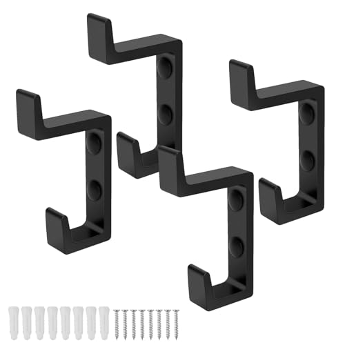 DIYCUT Akustikpaneele Haken, 4 StüCk Aluminium Garderobenhaken Schwarz, Mit Schrauben Moderner Stil Kleiderhaken, Haken Garderobe Geeignet FüR Garderobe, Schlafzimmer, Wandhaken von DIYCUT