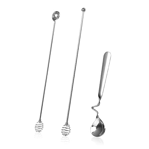 DIYCUT Honiglöffel, Edelstahl Hängende Kaffeelöffel, 3 Dessert Löffel, Edelstahl Honig Rührender Löffel, Metall Kaffee Dessertlöffel Set, für Honig, Kaffee, Marmelade, Desserts von DIYCUT