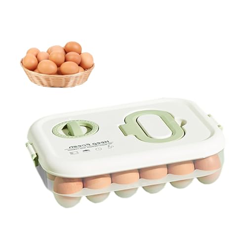 DIYCUT Kühlschrank Organizer Eier, 24 Fächer Tragbarer Eierhalter, Transparente Eierbox mit Klick-Deckel, Eier Aufbewahrungsbox mit Timer, für Küchenkühlschrank, Esstisch, Schrank DIYCUT Kühlschrank Organizer Eier, 24 Fächer Tragbarer Eierhalter, Transparente Eierbox mit Klick-Deckel, Eier Aufbewahrungsbox mit Timer, für Küchenkühlschrank, Esstisch, Schrank von DIYCUT