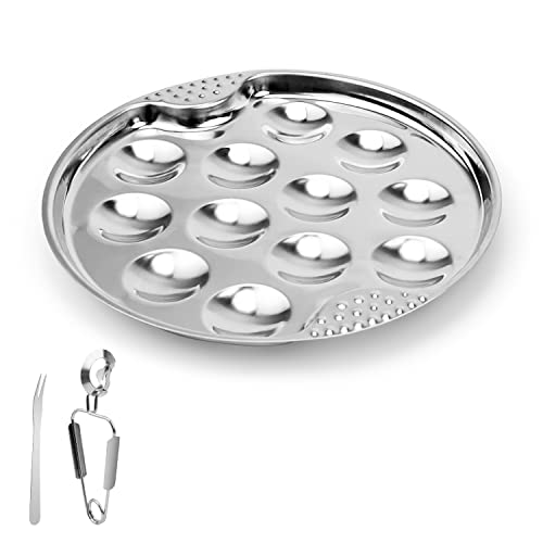 DIYCUT Schneckenbesteck Set, Schneckenteller Edelstahl mit Schneckengabel und Schneckenzange, Wiederverwendbare Meeresfrüchte-Werkzeuge für Snails Schalen Krustentiere Besteck Küchenhelfer von DIYCUT