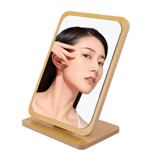DIYCUT Verstellbarer Winkel Spiegel zum Hinstellen, Holz Makeup Spiegel, Tischspiegel Stehend, Tischspiegel mit Holzsockel, für Schlafzimmer, Badezimmer, Büros, Schulen von DIYCUT