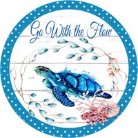 Go With The Flow Kranz Schild, Flamingo Strand, Strandhaus, Natur Tiere, Wandbehang, Schild Und Befestigung von DIYCraftsWithFriends