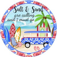 Sommer Strand Van Surfbretter Sommer, Salz & Sand Rund, Wandbehang, Kranzschild Und Befestigung von DIYCraftsWithFriends