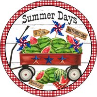 Sommertage Mit Wassermelonen, Roten Wagon Kranz Schildern, Red Check Borders, Schilder, Wandbehang, Türschild, Schild Und Befestigung von DIYCraftsWithFriends