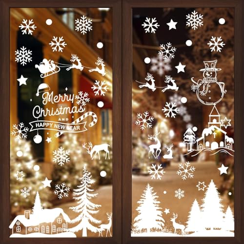 DTYDECLE 9 Blätte Weihnachten Fensteraufkleber, Selbstklebend Weihnachtsfensterbilder Fensterbilder Weihnachten Schneeflocken für Xmas Winter Weihnachtsdeko Hause von DTYDECLE