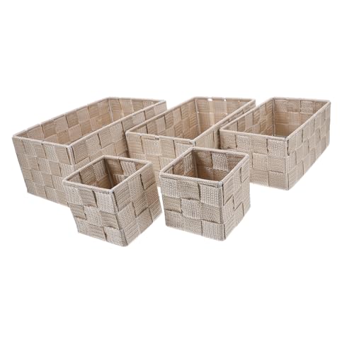 DIYEAH 1 Satz Geflochtener Aufbewahrungskorb Mülleimer Bad Organizer Körbe zur Aufbewahrung Weiden Gewebte Aufbewahrungskörbe für Regale Küchenkorb Snackkorb Imbiss Rohrkolbengras Beige von DIYEAH