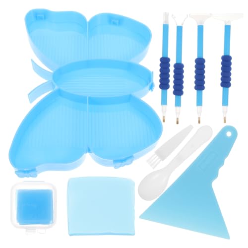 DIYEAH 1 Satz Nagelkunst -Doting -Werkzeug Polieren Diamant-Farbschalen für Sorter Bausatz Form Strass-Tabletts Kleber-Aufbewahrungshalter Strasstablett Plastik Sky-Blue von DIYEAH