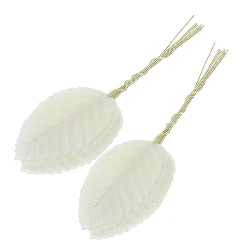 DIYEAH 1 Satz Simulierte Blätter Fest Stoff Blumenblätter Party Scrapbooking-blätter Weiße Bettwäsche Weißes Bettlaken Kleines Kunstblatt Lebendiges Gefälschtes Blatt Polyester 200 Stück von DIYEAH