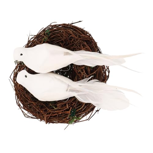 DIYEAH 1 Set Rattan Vogelnest Vogelspielzeugnetz Vogelständer Hühnerfutterspender Vogelspielplatz Vogelfutterspender Futterspender Vogelsitzstange Fenster von DIYEAH