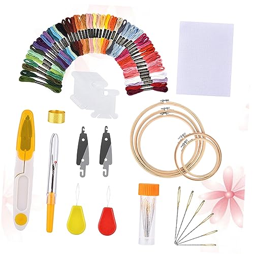 DIYEAH Stickgarn-Set 50 Farben Stoffblätter Schere Und Nadel-Set Komplettes Stickzubehör Zufällige Auswahl DIYEAH Stickgarn-Set 50 Farben Stoffblätter Schere Und Nadel-Set Komplettes Stickzubehör Zufällige Auswahl von DIYEAH