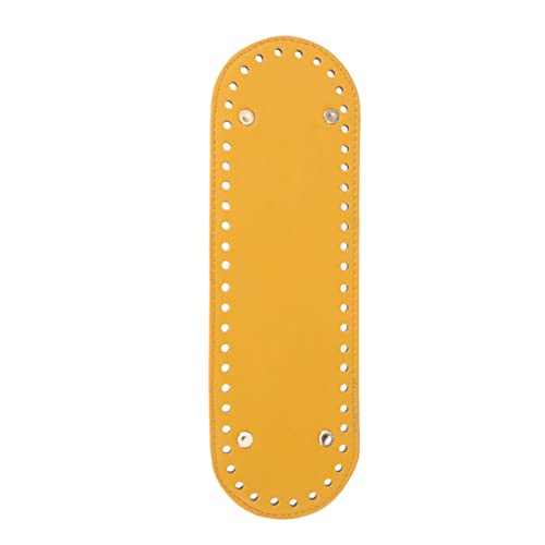 DIYEAH 1 Stück Ovaler PU Leder Taschenboden Handgemachte DIY Zubehör für Strick und Häkelhandtaschen Robuste Basis mit Nägeln Gelb Accessoire für Kreative Taschenprojekte von DIYEAH