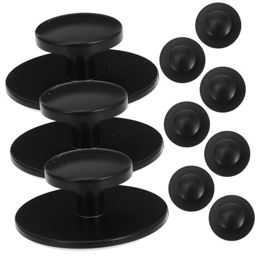 DIYEAH 10 Stück Selbstklebende Runde Möbelgriffe Einfache Montage ohne Bohren Ergonomisch Geformt für Schränke Kleiderschränke Stilvolle Küchen und Wohnmöbelbeschläge Schwarze Oberfläche von DIYEAH