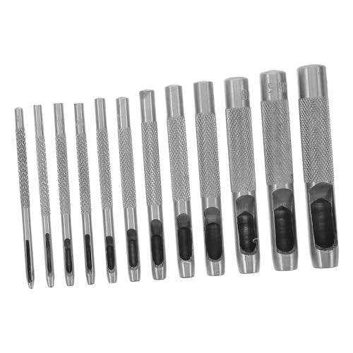 DIYEAH 12 Teiliges Lochwerkzeug Lochstanzer Robuster Rundstanzer Locherwerkzeug Locher Zum Nähen Lederstanzer Taschenlocher Gürtellocher Für Leder Hohlstanzer Silber von DIYEAH