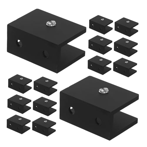 DIYEAH 15 Stück Teiliges Aluminium Glasklemmen Rechteckige Glashalter Wandmontage Robuste Glasbodenträger für Küchen Schlafzimmer Shops Passgenau für Glasregale von DIYEAH