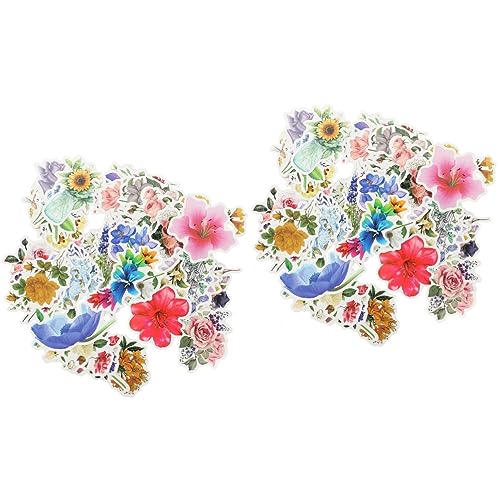 DIYEAH 2 Sätze Blumen Aufkleber Set Wasserdichte Selbstklebende Blumen Sticker Für Laptop Skateboard Gepäck Und Scrapbooking Für Kreative Bastelprojekte Und Persönliche 100 Stück * 2 von DIYEAH