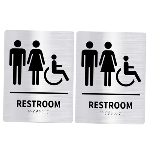 DIYEAH 2 Stück Badezimmerschilder Für Männer Und Frauen Badezimmerschilder Für Die Tür Toiletten Warnschilder Toilettenschild Für Unternehmen Unisex Braille Toilettenschilder von DIYEAH