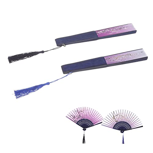 DIYEAH 2 Stück Faltfächer Japanischer Handfächer Dekorative Fächer für Hochzeit Party Tanz Tragbar Leicht mit Quaste für Bühnenauftritte und DIY Dekorationen von DIYEAH