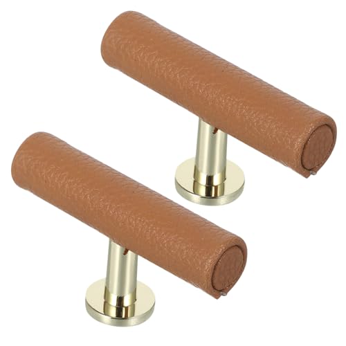 DIYEAH 2 Stück Khaki Küchenmöbel Griffe Retro Bar Möbelbeschläge Kunstleder für Schubladen Schränke und Kleiderschränke Zinklegierung Installieren Ergonomisches Design von DIYEAH
