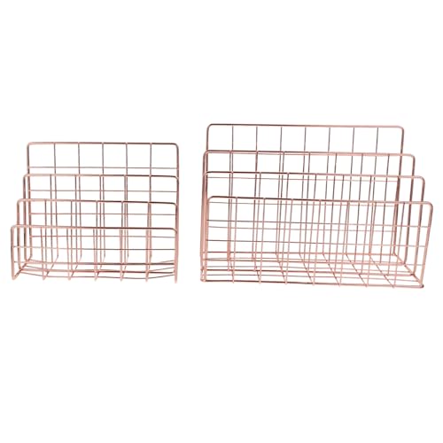 DIYEAH 2 Stück Metall Buchständer Zeitschriftenhalter mit Praktischer Desktop Organizer für Bücher und Dokumente Roségold von DIYEAH