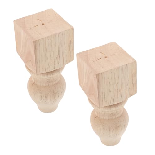 DIYEAH 2 Stück Möbelbeine aus Naturbelassenem Holz Geschnitzte Quadratische Couch Schrankfüße Vielseitig für Sofas Kaffeetische Kommoden Einfache Montage DIY-streichbar und Anpassbar von DIYEAH