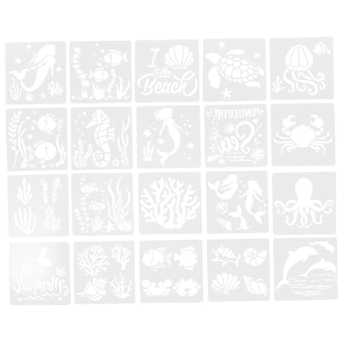 DIYEAH 20 Blatt Teiliges Meerestiere Schablonen Wiederverwendbare Malvorlagen für DIY Wand Möbeldekoration Glatte Leicht zu Reinigende für Kreative Bastelprojekte von DIYEAH