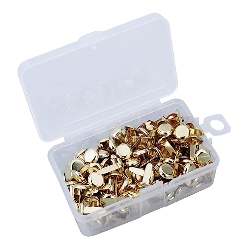 DIYEAH 200 Stück Brads Metall Goldene Papierklammern mit Aufbewahrungsbox für Bastelarbeiten und Scrapbooking Wasserfest und Rostbeständig von DIYEAH