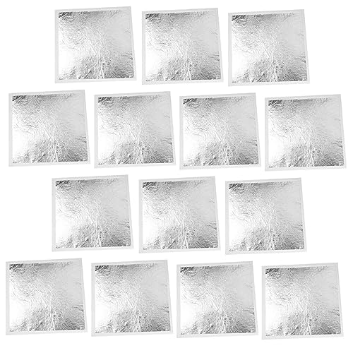 DIYEAH 200 Stück Silberfolie Blatt Imitation Für Kunsthandwerk Selbstgemacht Dekoration 14x14cm Langlebige Vergoldungsfolie Für Kreative Projekte von DIYEAH