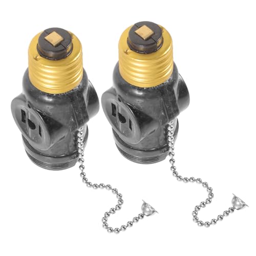 DIYEAH 2stücke Lampensockel Mit Zugkette Für Glühbirnen Adapter Mit Zwei Steckdosen Schraubfassung Aus Bakelit Für Innenbereich Und Garage von DIYEAH