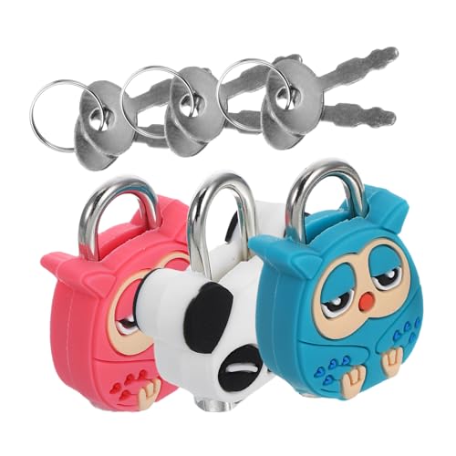 DIYEAH 3 Stück Mini Cartoon Vorhängeschloss Tierdesign Panda Eule Süße Sicherheitsschlösser für Schmuckkästchen Handtaschen und Schränke Langlebig und Vielseitig Einsetzbar von DIYEAH