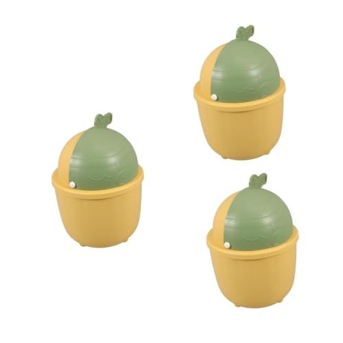 DIYEAH 3 Stück Mini Mülleimer mit Klappdeckel Niedlicher Kleiner Desktop-mülleimer aus Robustem PP Kompakter Tischabfalleimer für Badezimmer Schlafzimmer Büro und Auto Geruchsdicht und von DIYEAH