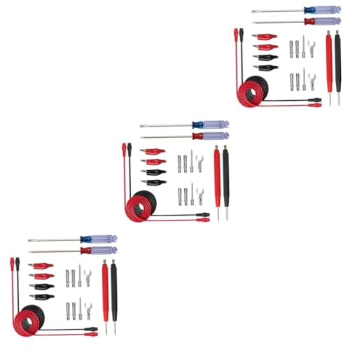 DIYEAH 3 Stück Multifunktionales Multimeter Kombinations-messgerät Pen mit Isoliertem Griff U-förmiger Gabel Silikon-krokodilklemme und Kupfernadel für Universellen Einsatz von DIYEAH