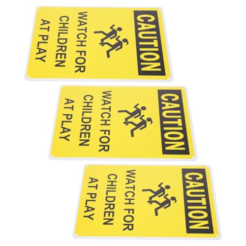 DIYEAH 3 Stück Teiliges Spiel Warnschild Wetterfestem Metall Verkehrssicheres Straßenschild für Parks Wohngebiete zur Kindersicherheit und Unfallprävention von DIYEAH
