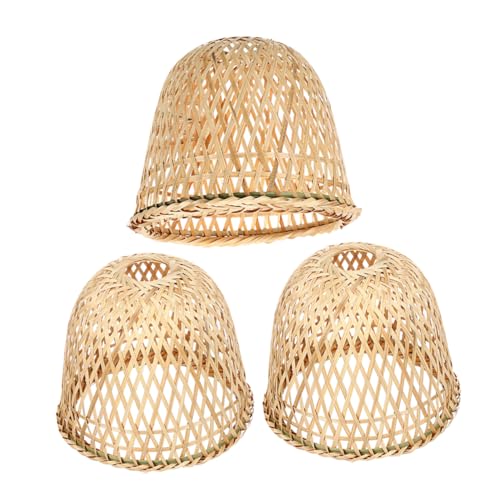 DIYEAH 3 Stück Vintage Lampenschirme Handgewebt Rattan Lichtabdeckung für Pendelleuchten und Tischlampen Geeignet für Glühbirnen für und Kleine Räume von DIYEAH