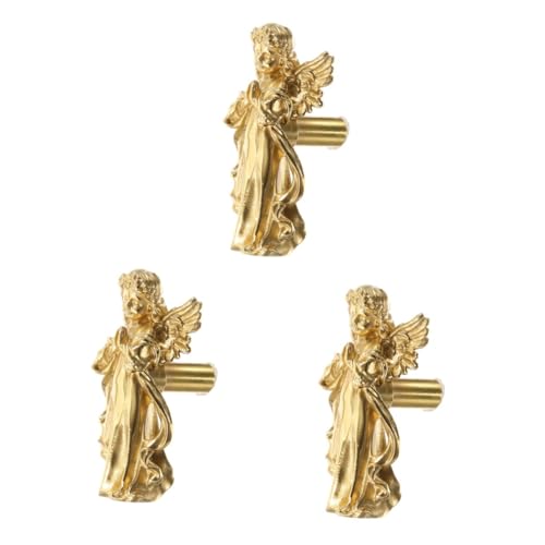DIYEAH 3 Stück Vintage Retro Europäischer Möbelgriff aus Messing mit Kleinem Engel Design Schrankgriff Links Eleganter Türgriff für Kommoden Kabinett und Nachttisch Stilvolle Vintage von DIYEAH