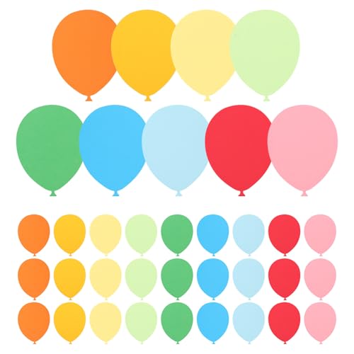 DIYEAH 36 Stück Ballonausschnitte: Papierballonausschnitte zum Basteln – Bunte Wanddekorationen für Geburtstagsfeiern, Klassenzimmer-Pinnwände – DIY-Dekorpapier von DIYEAH