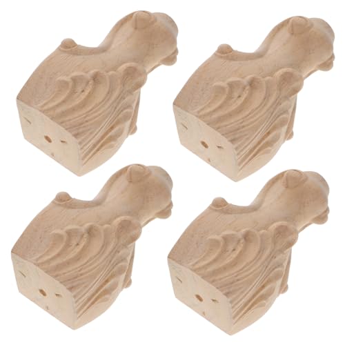 DIYEAH 4 Stück Möbelfüße Holz Teiliges Geschnitzte Möbelbeine für Sofa und Schrank Europäisches Design Stabil und Vielseitig Einsetzbar für Eleganten Look Jedem Zuhause von DIYEAH